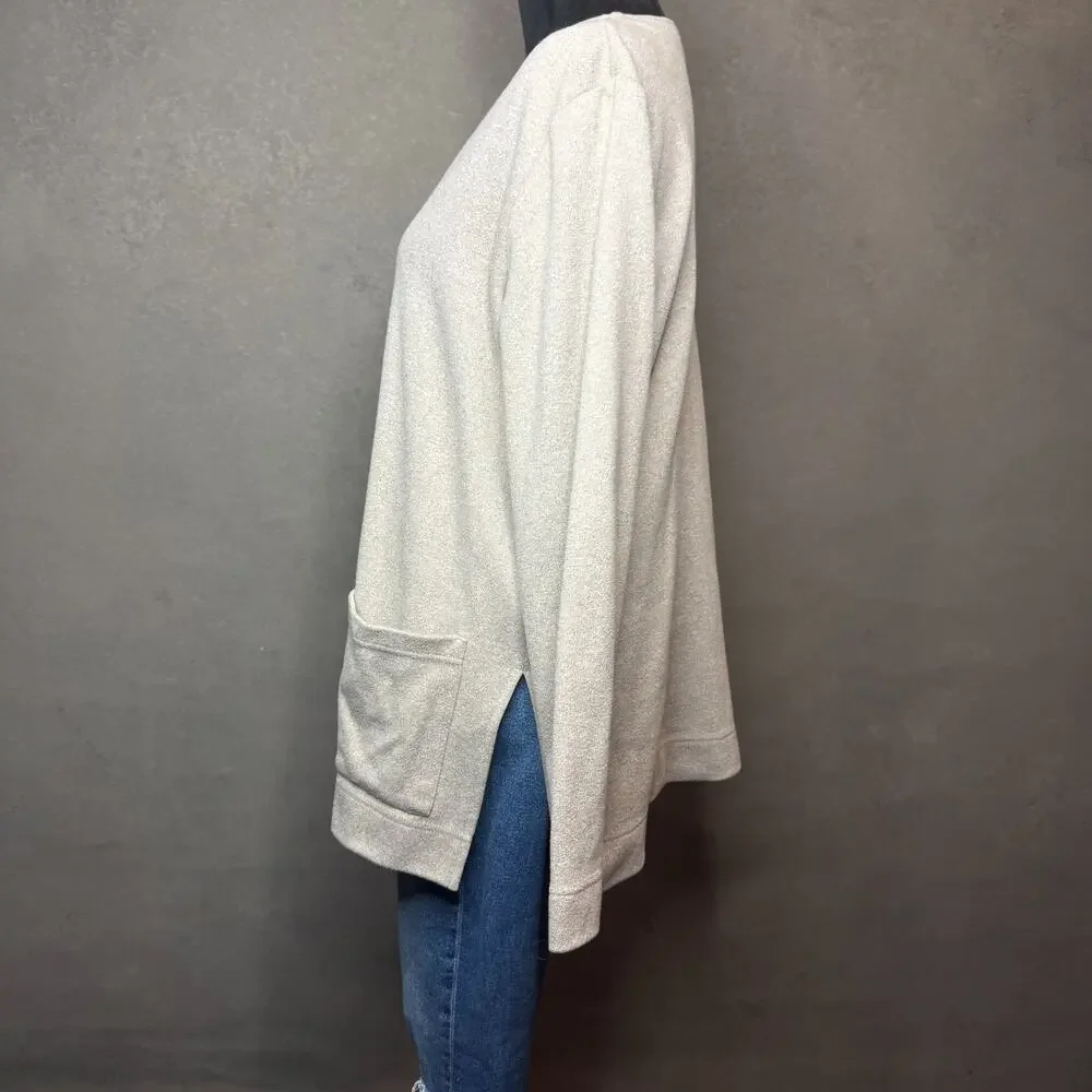 Company Ellen Tracy Zip Front Cardigan Sweater Women’s M Beige Soft Knit